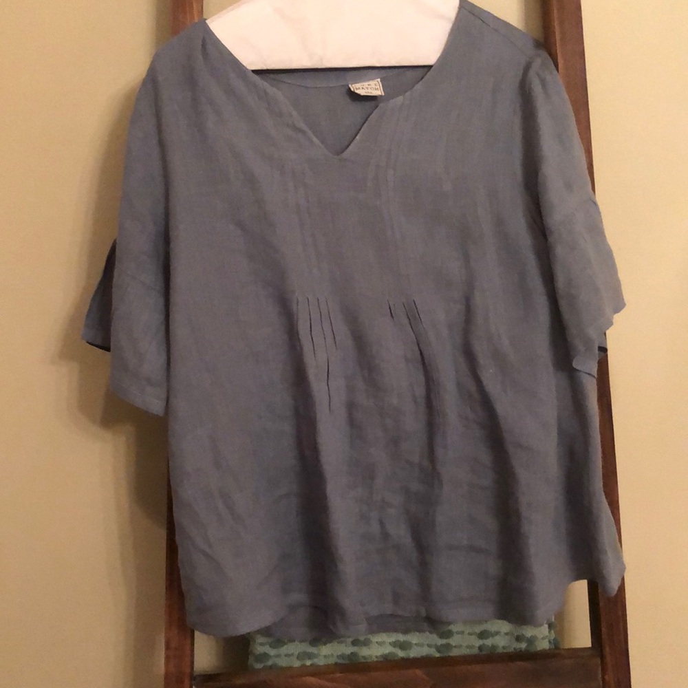 Slate blue linen blouse